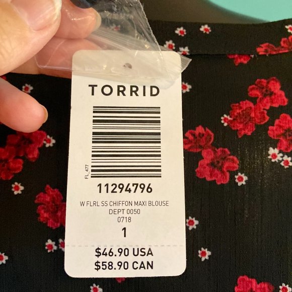 NWT Torrid Maxi Chiffon Blouse - Picture 5 of 8